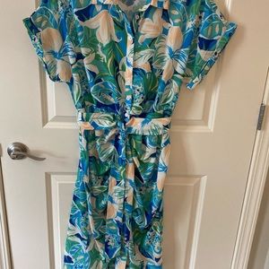 Flying Tomato Green and White Floral Button Down Dress
